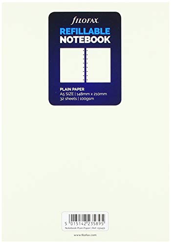 Filofax A5 Notebook Refill - Plain Paper White (Refill, 32 Sheets) - Filofax (Refill, A5 Size)