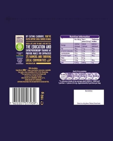 Cadbury - Dairy Milk Mega Buttons Giant Chocolate, 192g Share Bag