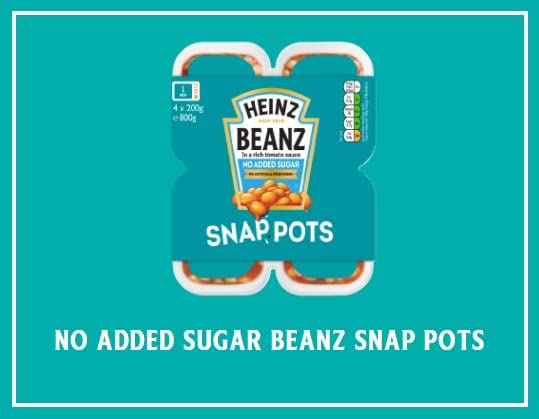Heinz Baked Beans ohne Zuckerzusatz, Snap-Becher, 4 x 200 g