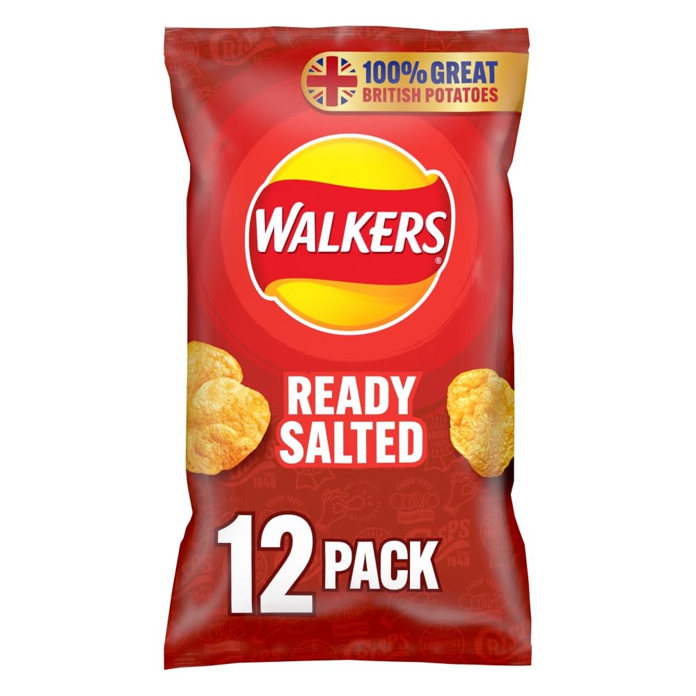 Walkers Ready Salted Multipack Crisps, 12 x 25g