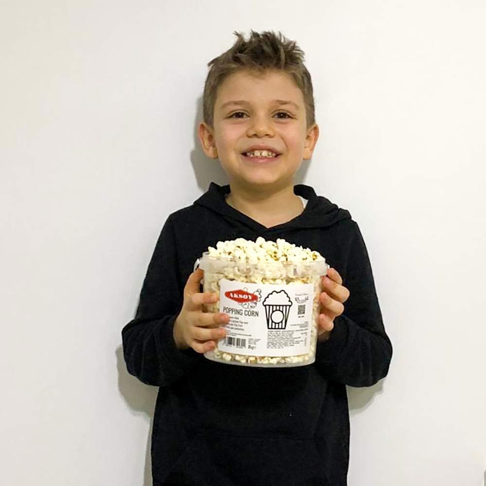 AKSOY Popping Corn Corns – 1 kg | Gourmet-Popcorn in Weiß für Herd, Heißluft-Popcornmaschine und Mikrowelle
