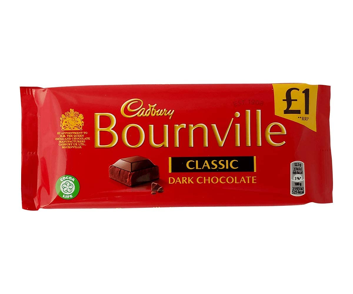 Cadbury Dairy Milk Bournville Zartbitterschokoladenblock, 180 g