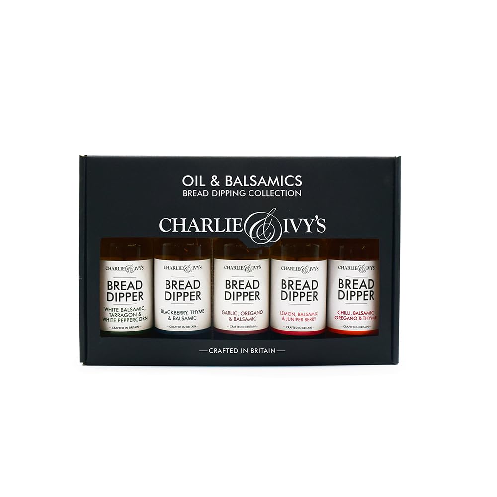 Charlie & Ivy's Oil & Balsamic Box 5 x 100ml - British Bread Dipping Oils Gift Set