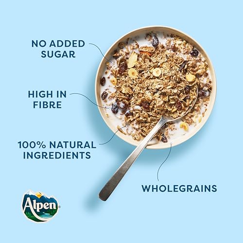 Alpen No Added Sugar Muesli - High Fibre, Low Sugar, Vegetarian Breakfast Cereal