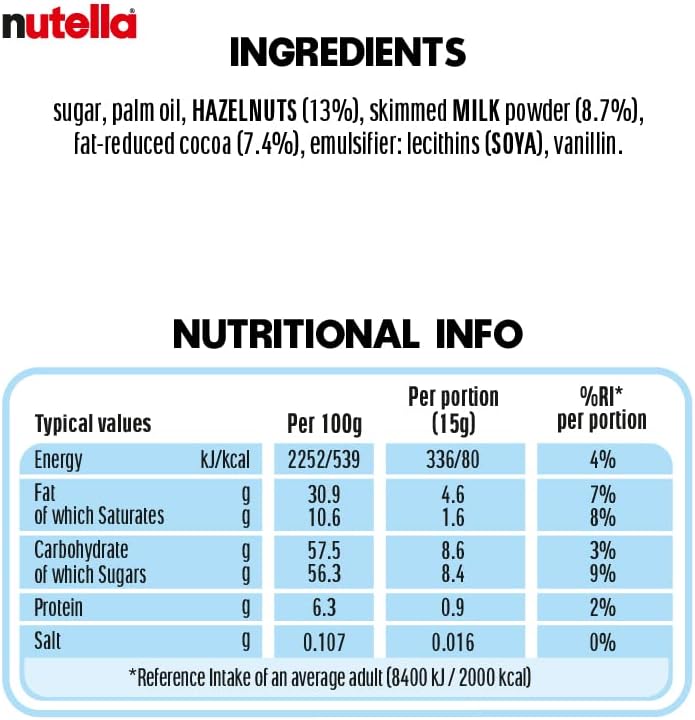 Nutella Haselnuss-Schokoladenaufstrich 350 g Glas – Kakao- und Haselnussaufstrich für Pfannkuchen