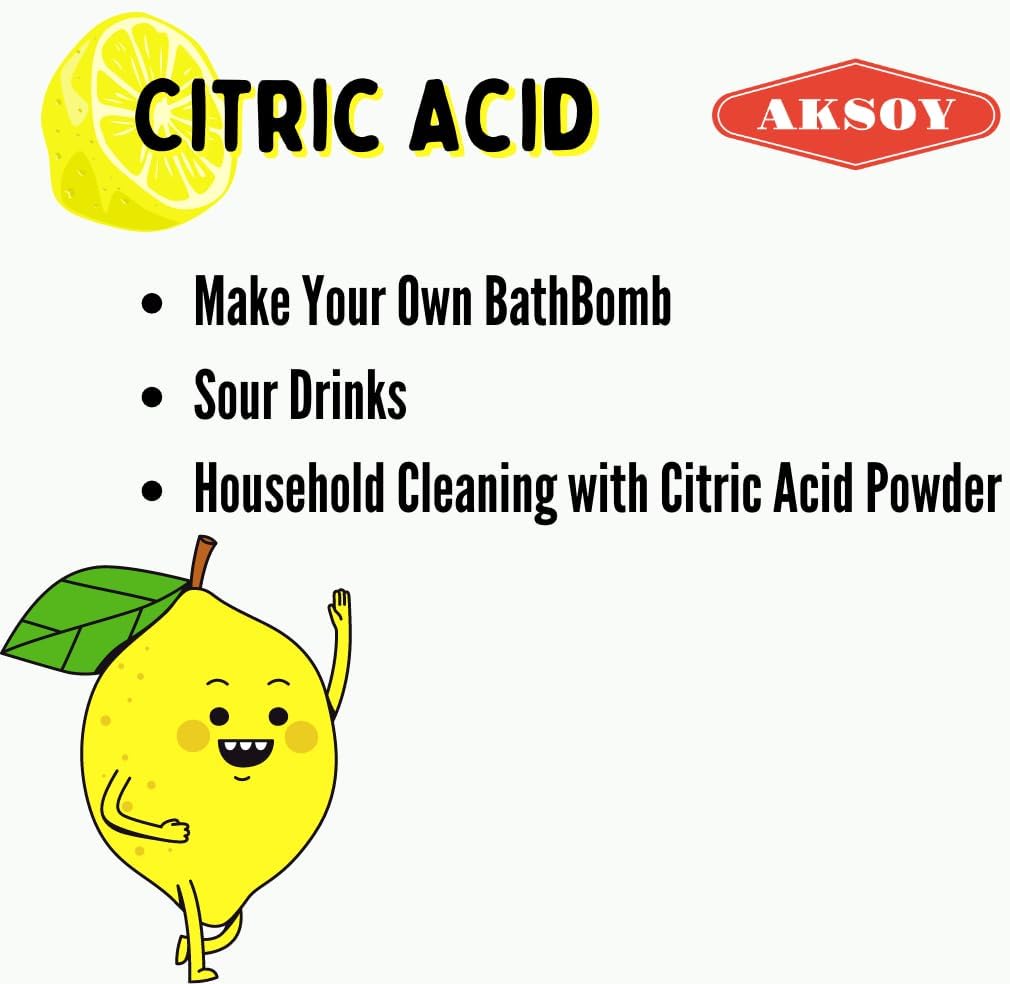 Aksoy - Citric Acid Food Grade 500g | Non-GMO, for Bath Bombs, Cleaning, Canning & Sour Drinks
