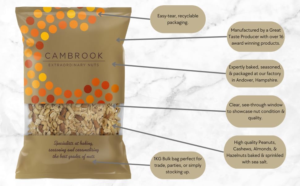 Cambrook Mix 11 gesalzene gemischte Nüsse, 1 kg gebackene Nussmischung mit Meersalz