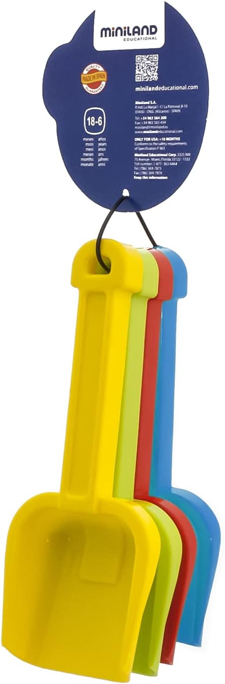 Miniland Special Assorted Spades Set - Flexible Plastic Sand & Snow Playset for Kids