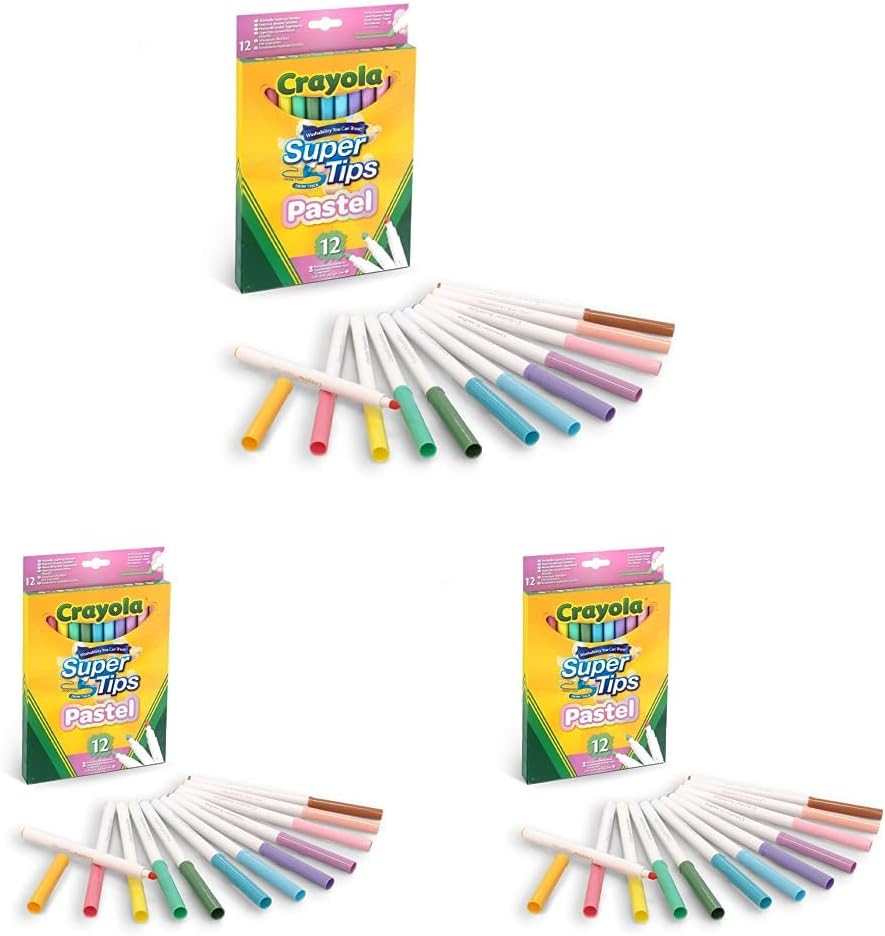 CRAYOLA Pastel SuperTips Washable Markers Washable Felt Tip Pens for