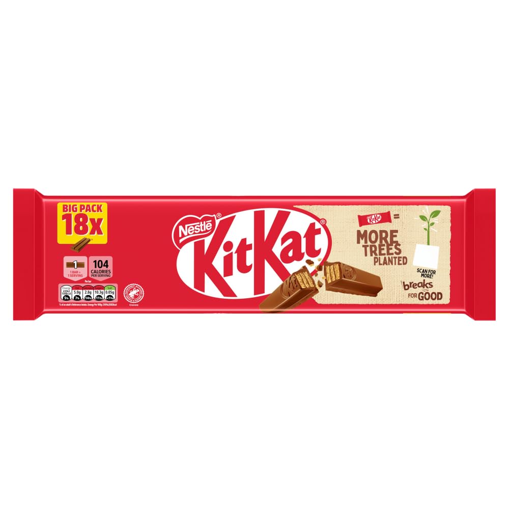 KitKat 2-Finger-Milchschokoladenkeksriegel, 18er-Packung (je 20,7 g)