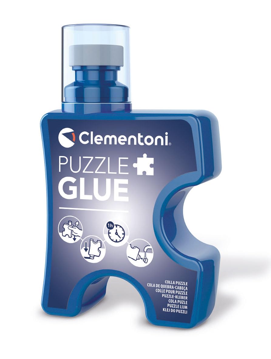 Clementoni Liquid Glue for Jigsaw Puzzles 200 ML with Sponge Applicator, Quick-Drying Formula