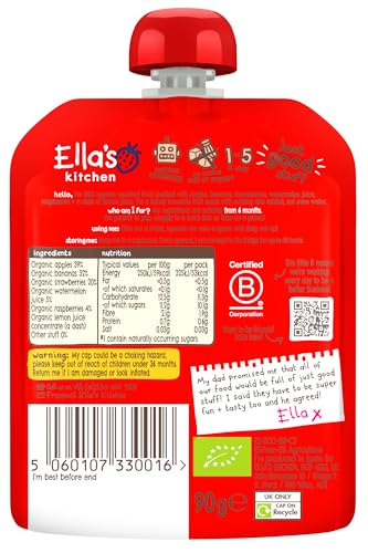 Ella's Kitchen - Red One Smoothie Stufe 1 Bio-Fruchtbeutel (4+ Monate), 12er-Pack (1080 g)