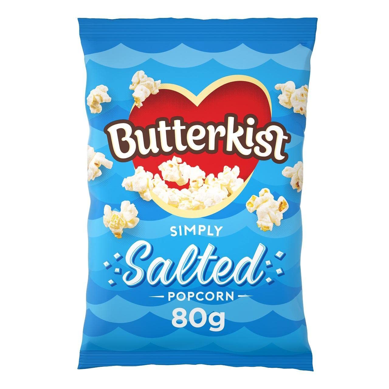 Butterkist Simply Salted Popcorn 80 g – Karton mit 6 Beuteln, glutenfreier Snack