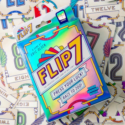 USAopoly Flip 7-Kartenspiel für 3+ Spieler, ab 8 Jahren, 20 Minuten Spielzeit