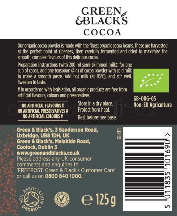Green & Black's Bio Kakaopulver, Fairtrade, 125g