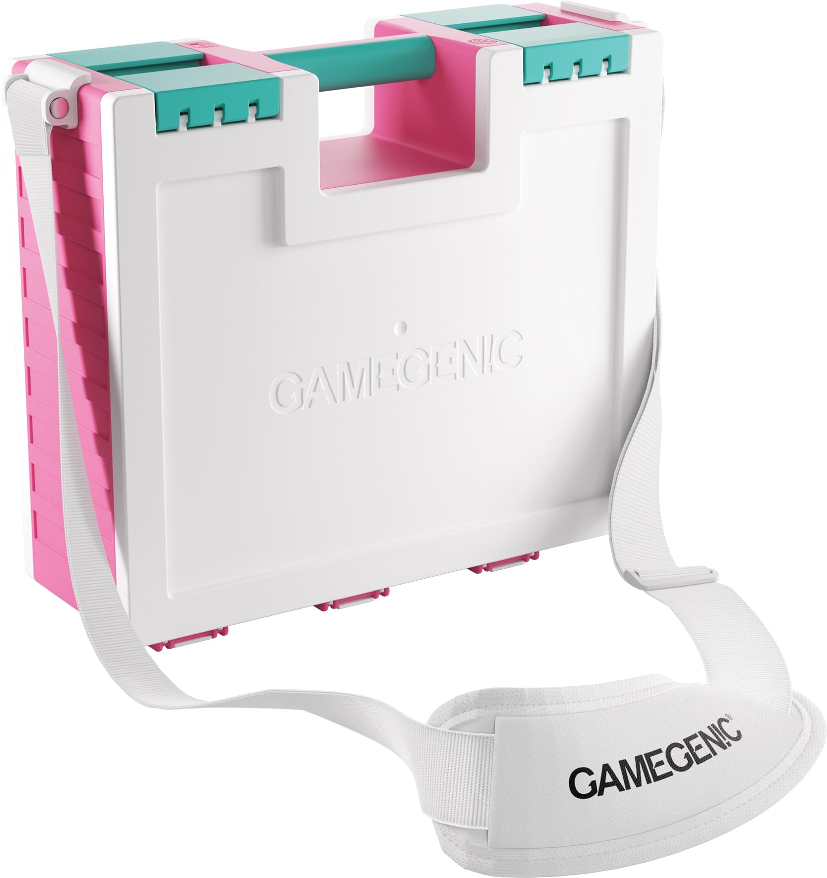 Gamegenic Game Castle Pink/White/Teal Board Game Storage Case