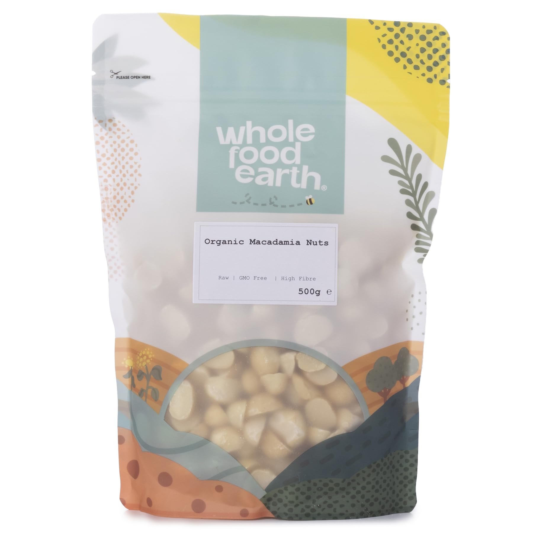 Wholefood Earth Bio-Macadamianüsse 500 g | GVO-frei | Vegan | Hoher Protein- und Ballaststoffgehalt