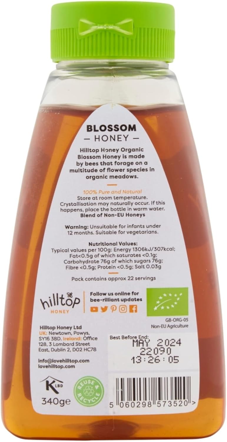 Hilltop Honey – Bio-Blütenhonig – Quetschflasche – 340 g