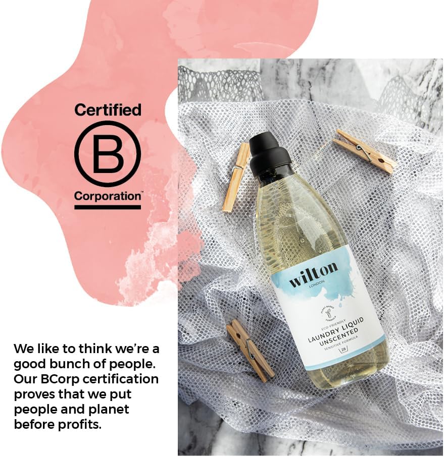 Wilton London Eco-Friendly Unscented Laundry Liquid (1.5L) - Non-Bio Detergent for Sensitive Skin & Delicates