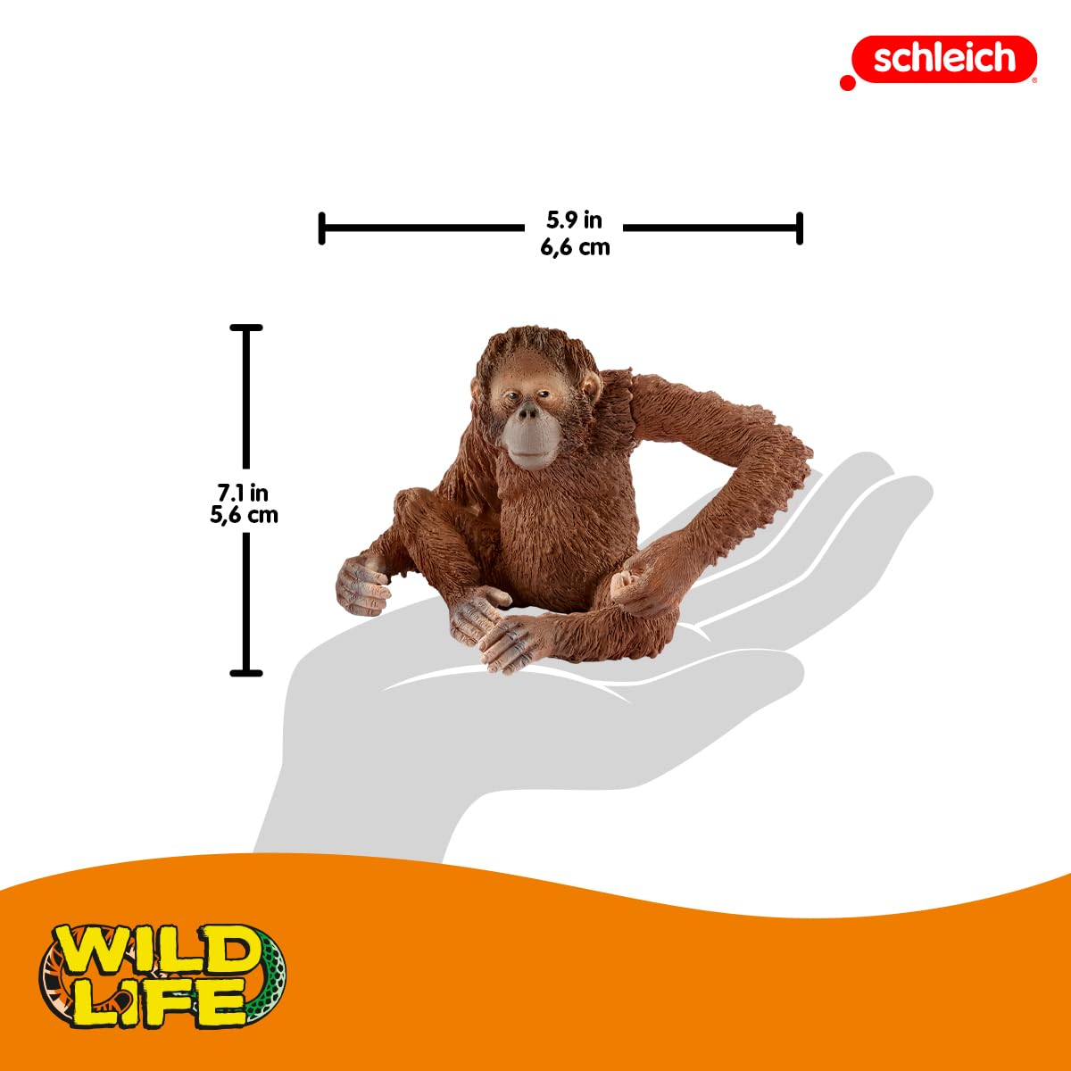 SCHLEICH Orangutan Female Figurine - Movable Arms & Fruit-Holding Jungle Animal Toy for Kids