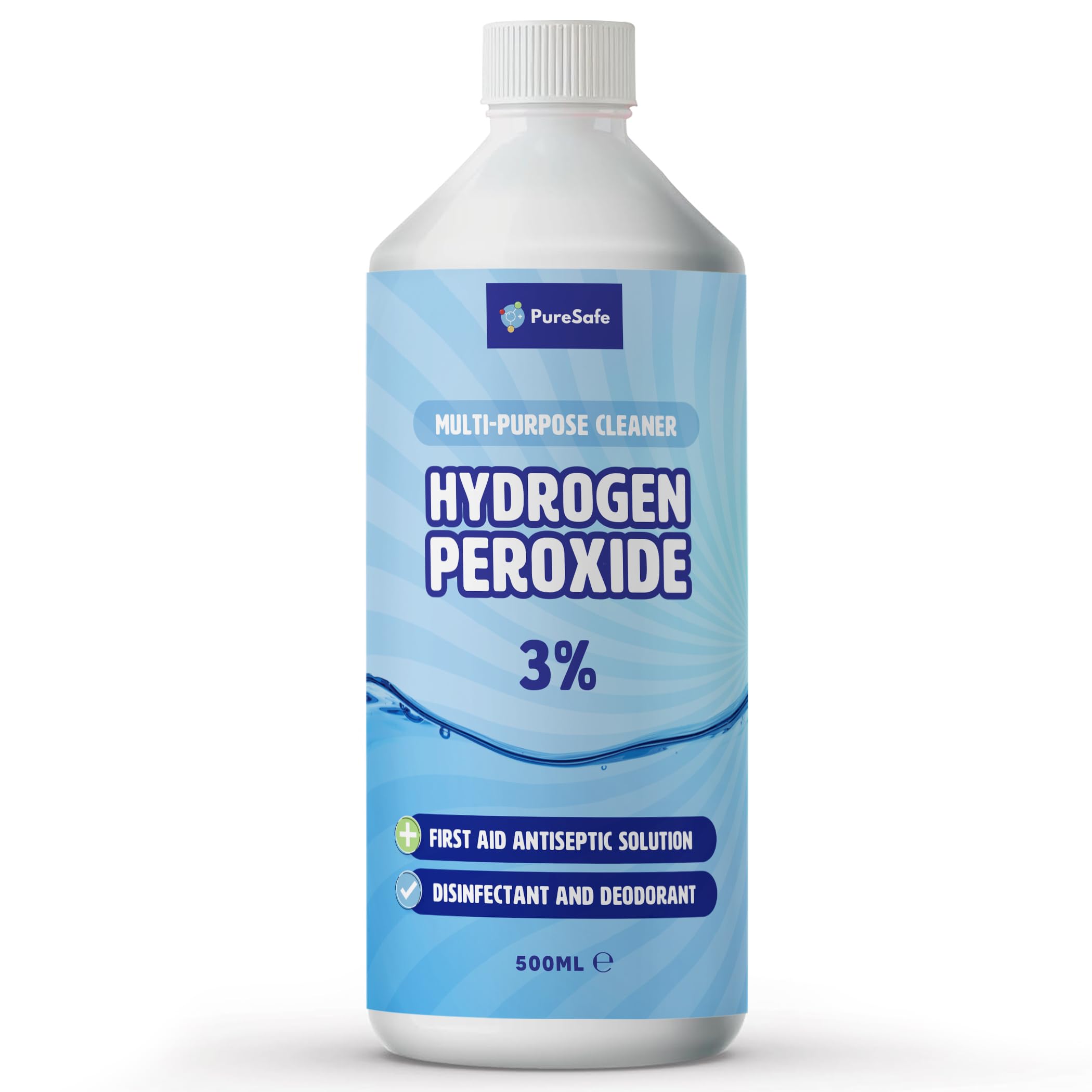 Pure Safe - Wasserstoffperoxid 3% Lösung 500ml – Mehrzweck-Desinfektionsreiniger
