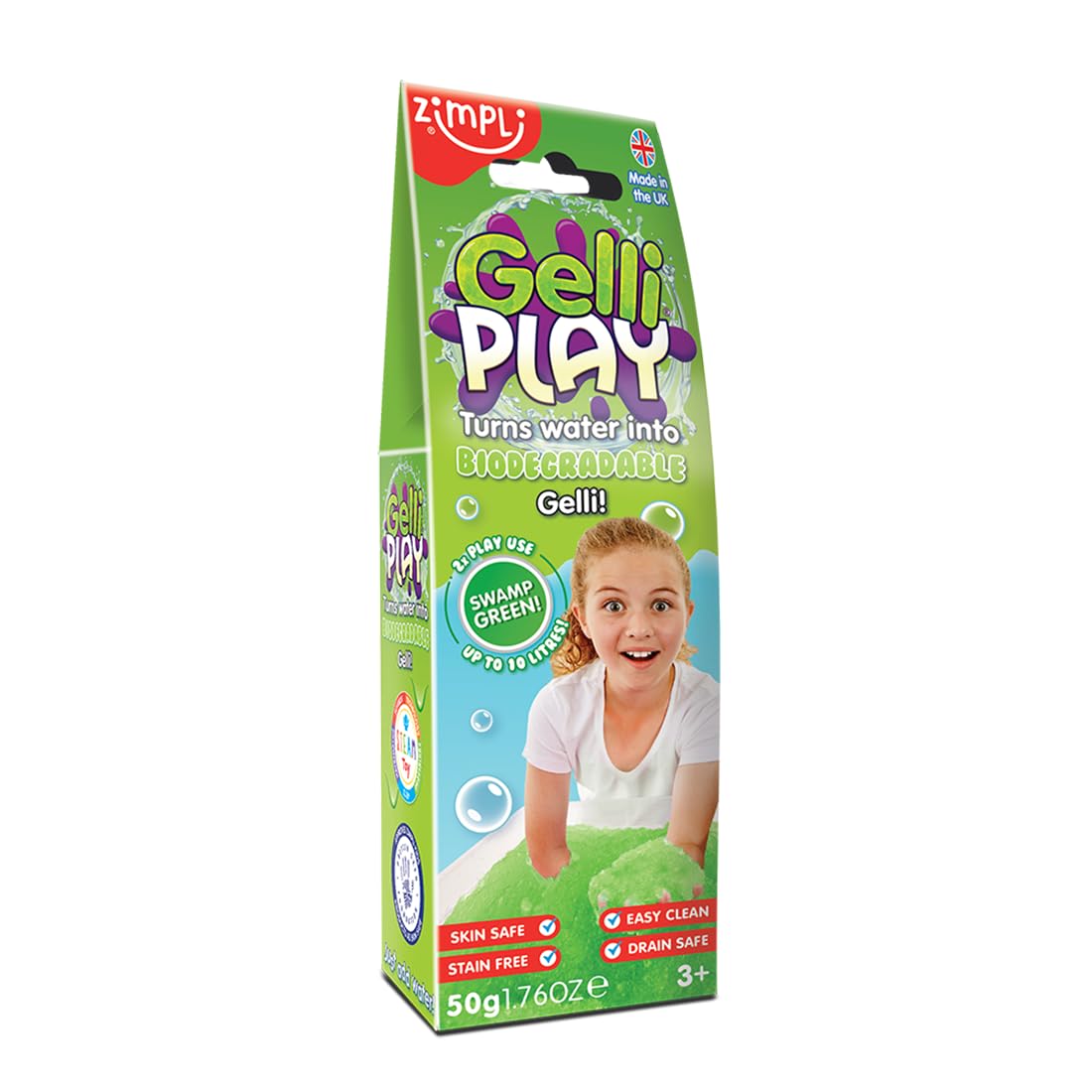 Zimpli Kids Gelli Play Green - Magically Turns Water into Thick, Colourful Goo