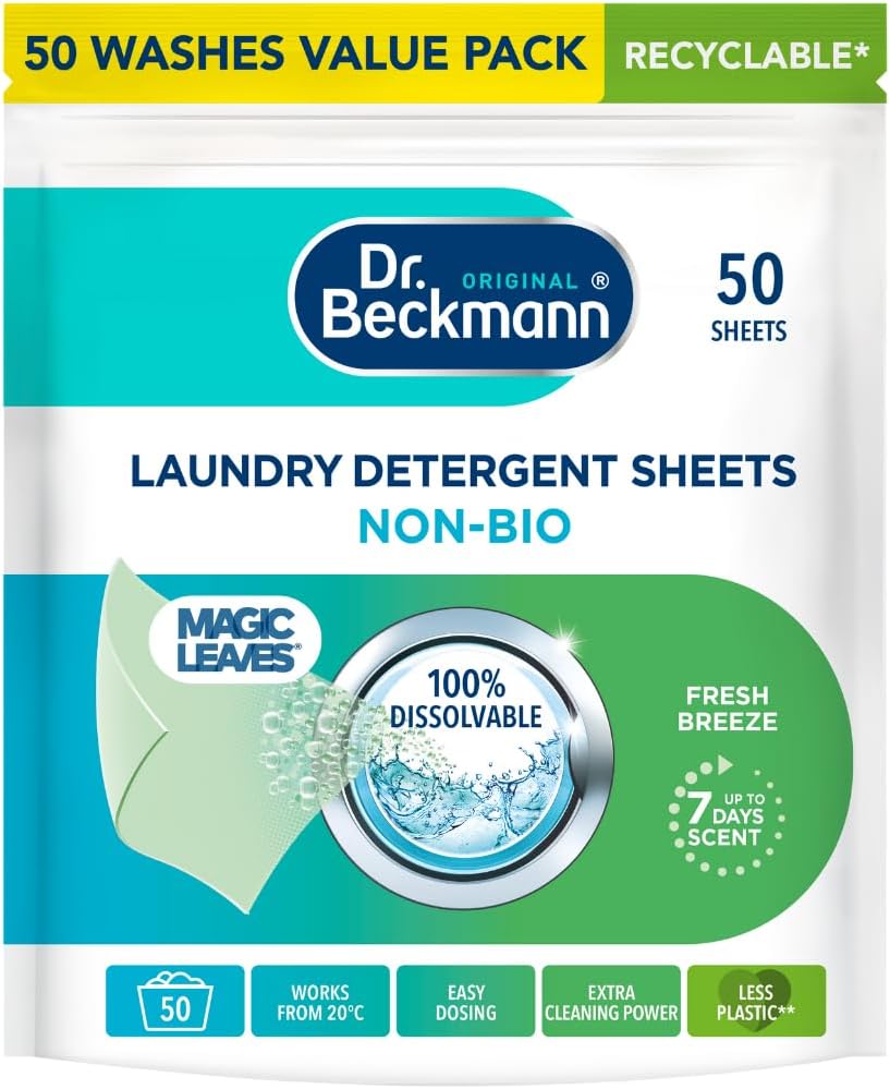 Dr. Beckmann Laundry Detergent Sheets Non-Bio - Spring Fresh Scent, 220g