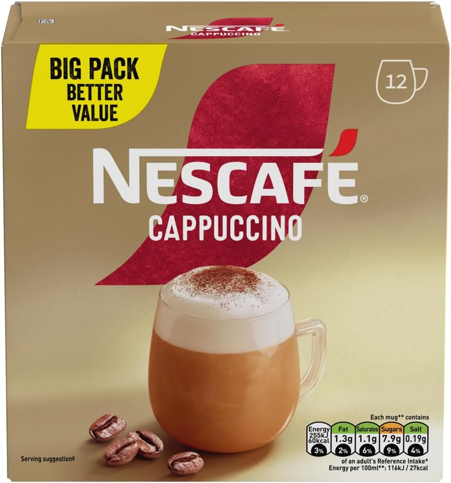 NESCAFÉ Gold Cappuccino Instant Coffee 12 x 15.5g Sachets - 100% Responsibly Sourced Coffee
