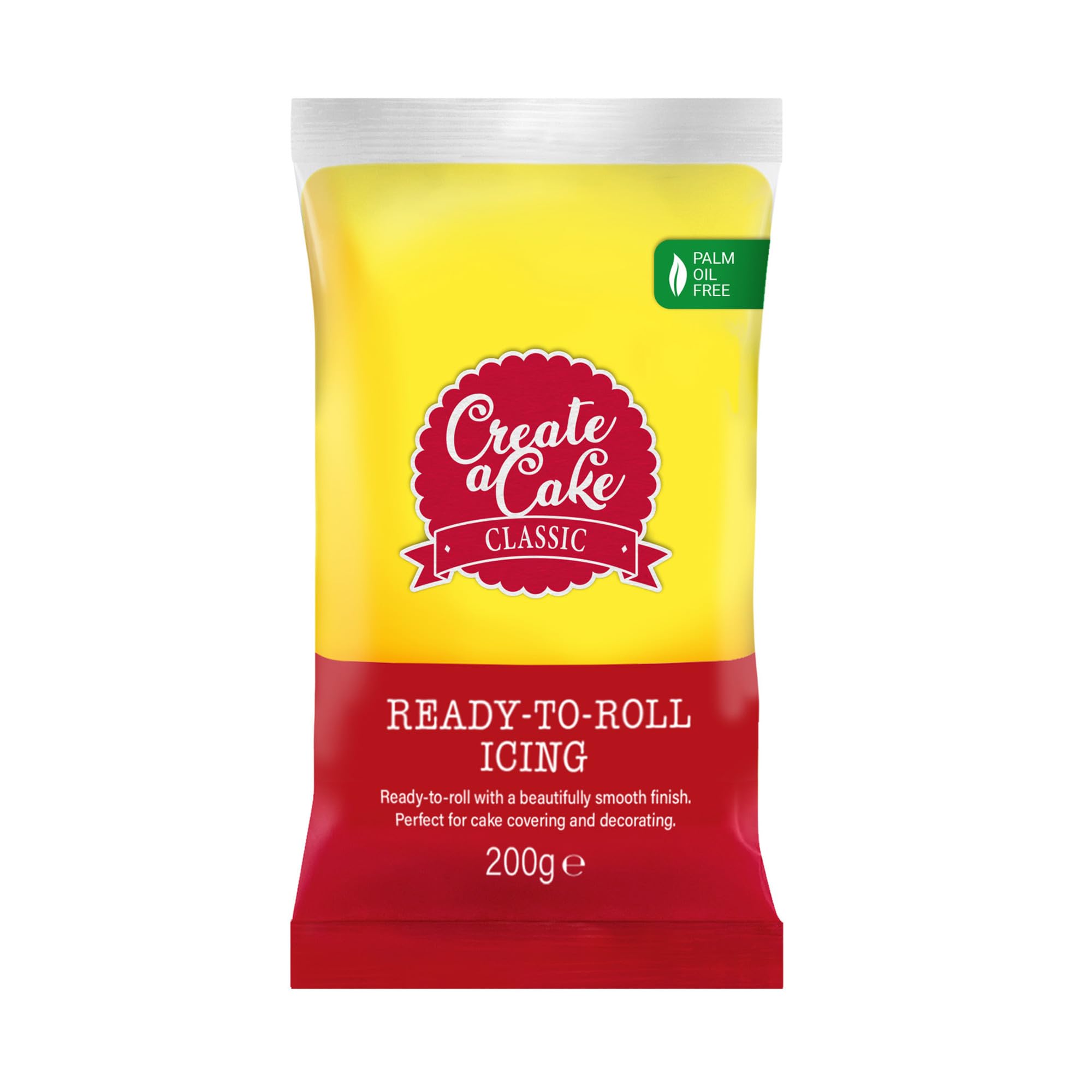 Create A Cake – Rollfertiger Zuckerguss, gelber Fondant, Zuckerpaste, palmenfrei, 1,6 kg