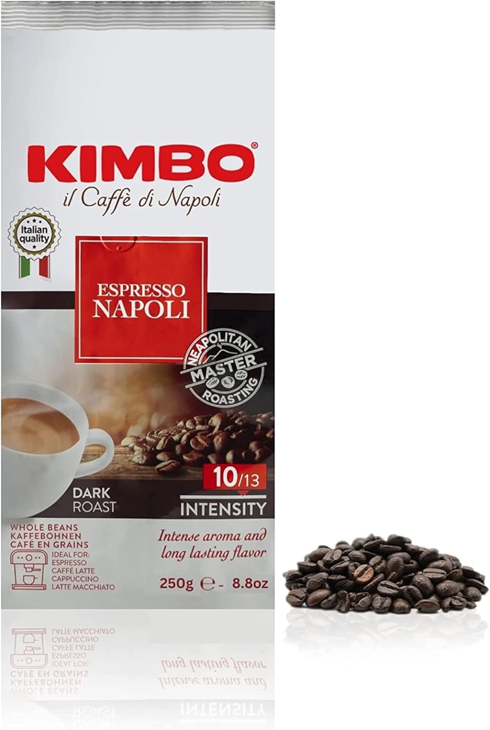 Kimbo Espresso Napoli Ganze Kaffeebohnen - Dunkle Röstung 250g