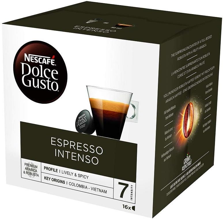 NESCAFE Dolce Gusto Espresso Intenso Kaffeepads – 48 Kapseln (3 Boxen mit je 16 Stück)