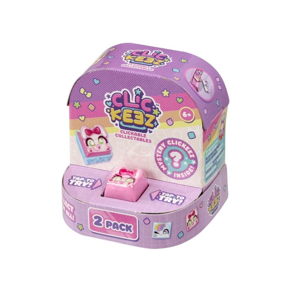 Clickeez Twin Pack - 2 Clickable Keyboard Collectibles with Keychain & Collector's Guide