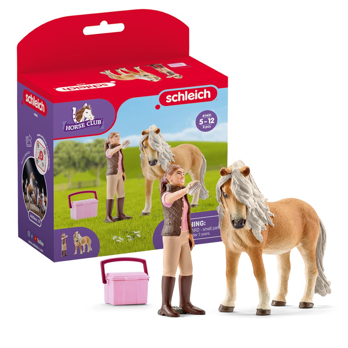SCHLEICH 41431 Horse Club Groom with Icelandic Pony Mare - Educational Playset for Ages 5+