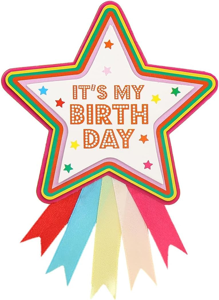 Talking Tables Happy Birthday Rosette Star Badge, Reusable Party Accessory, 10 cm Diameter