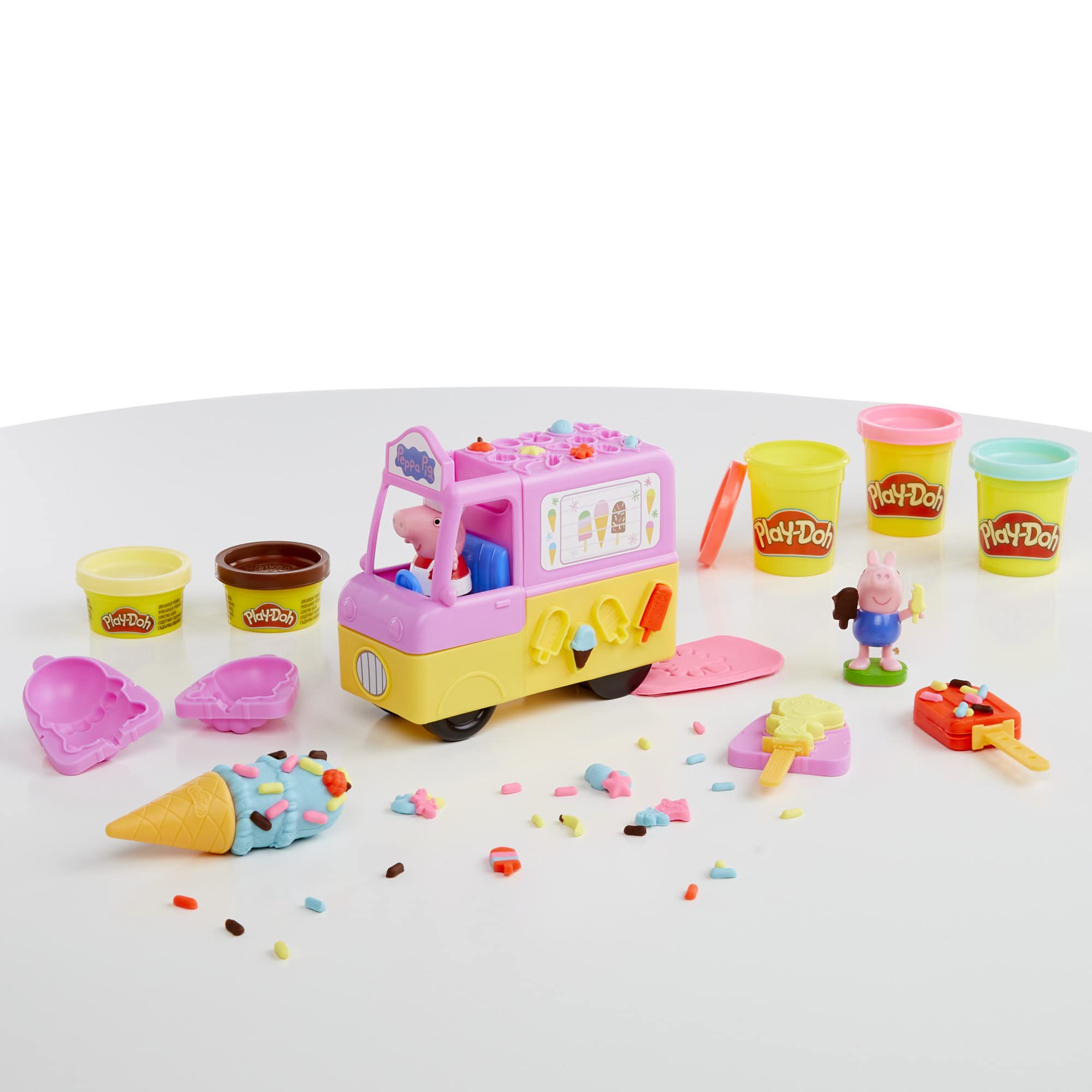 Play-Doh Peppa's Ice Cream Playset - Pretend Play Vehicle with Figures & 5 Colors for Toddlers