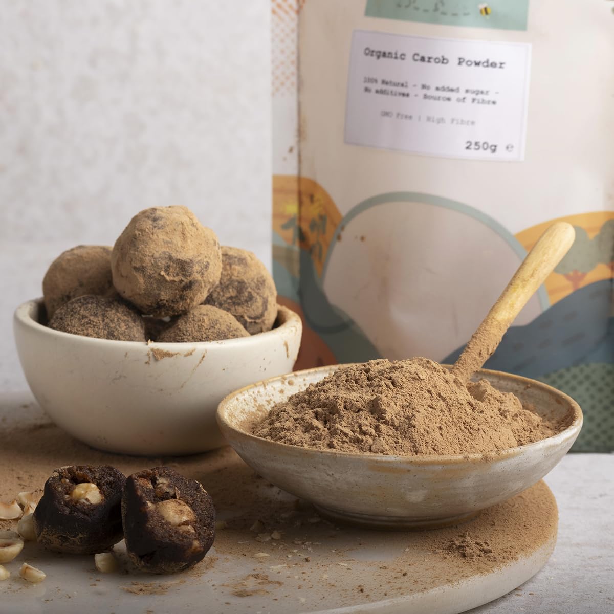 Bio-Johannisbrotpulver 250 g – Veganer Schokoladenersatz der Güteklasse A – Wholefood Earth