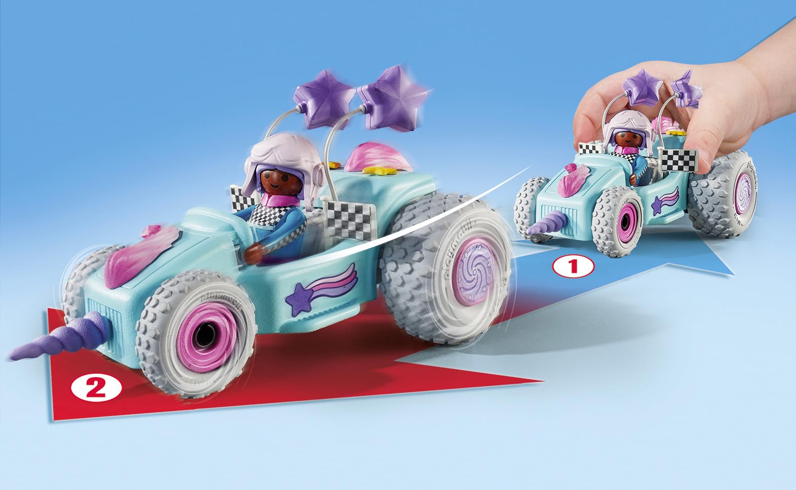 Playmobil Racing Unicorn Playset - Magical Kart with Retractable Motor for Ages 4+