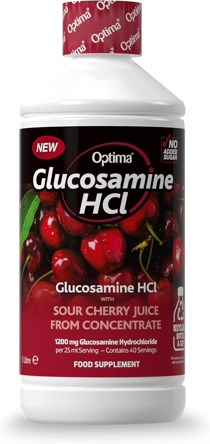 Optima Glucosamin HCl 1200 mg mit Sauerkirschsaftkonzentrat, ohne Zuckerzusatz, veganes Flüssigpräparat