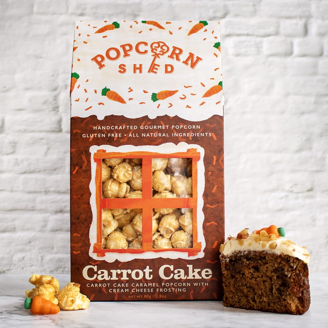 Popcorn Shed Carrot Cake Gourmet Popcorn (1 x 80g) - Spiced Caramel & Cream Cheese Icing