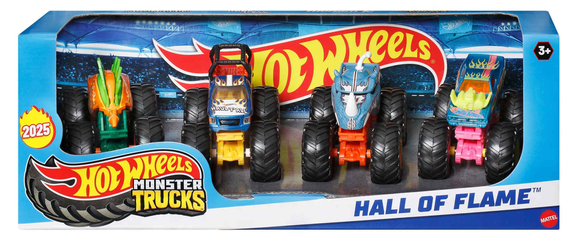Hot Wheels Monster Trucks 4-Pack - 1:64 Scale Toy Trucks for Kids 3-6 Years