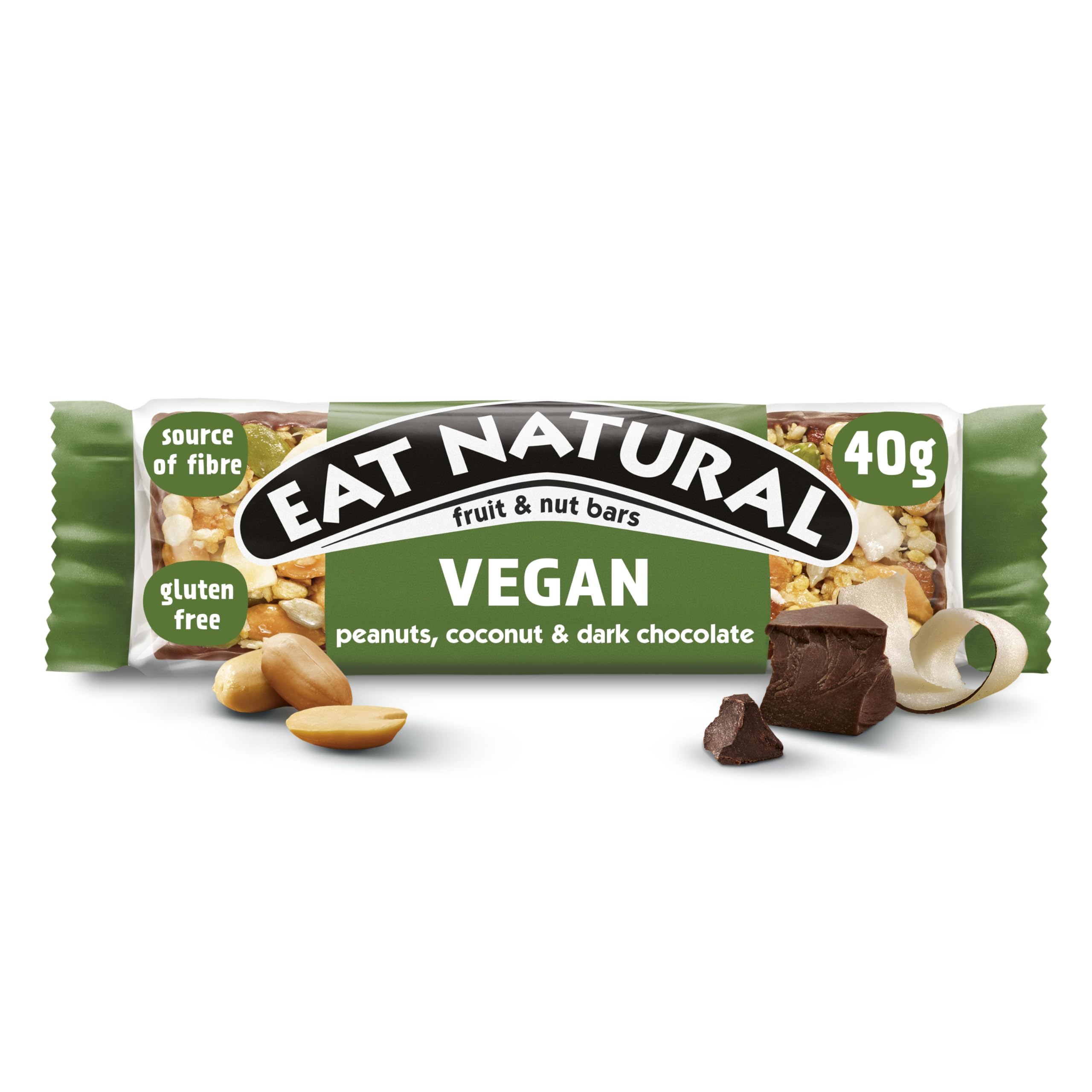 Eat Natural - Vegan Peanuts, Coconut & Dark Chocolate Fruit & Nut Bars (12 x 40g)