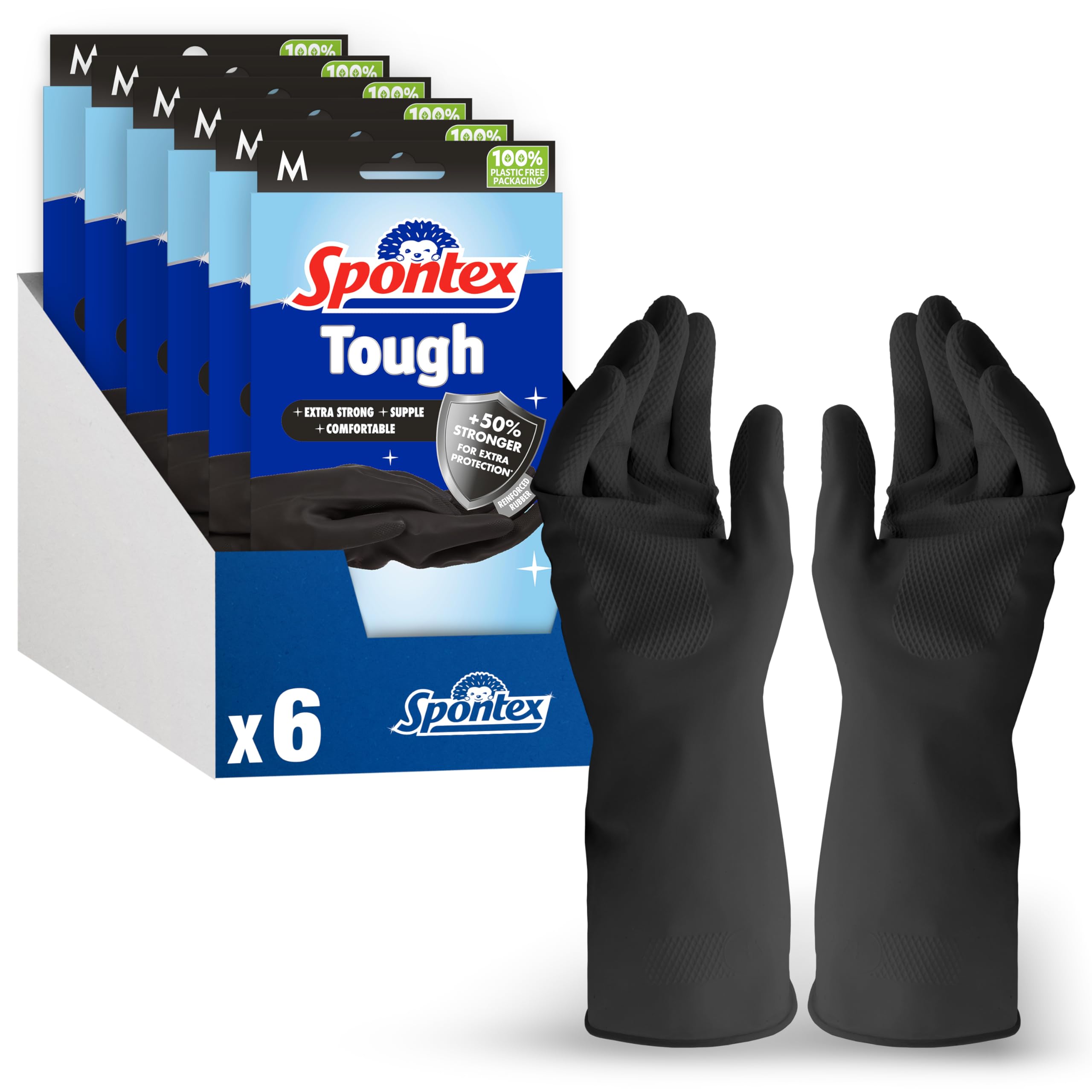 Spontex Tough Gloves Medium – Verstärkte, wiederverwendbare Reinigungshandschuhe