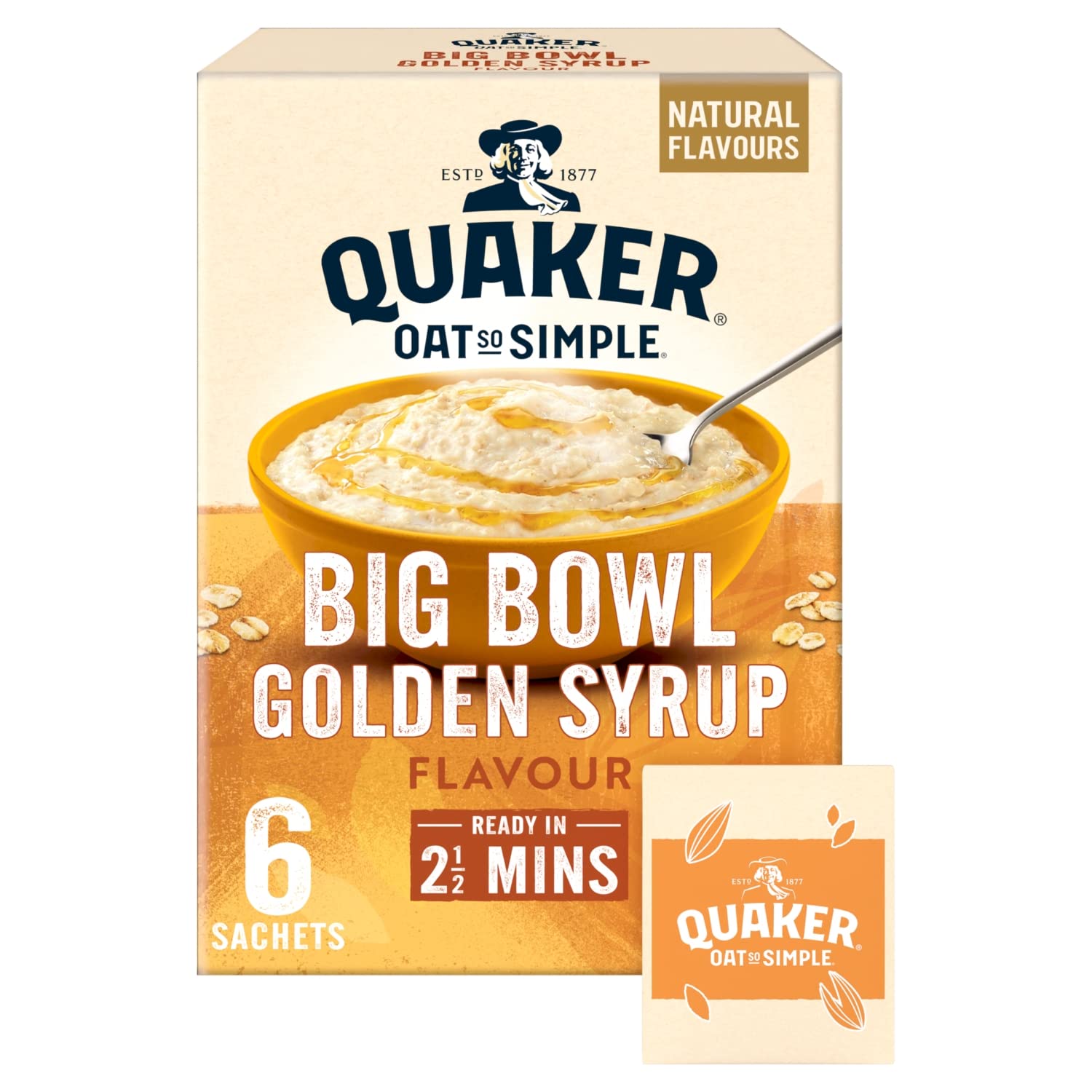 Quaker Oat So Simple Big Bowl Golden Syrup, 6 Sachets (297.6 g)