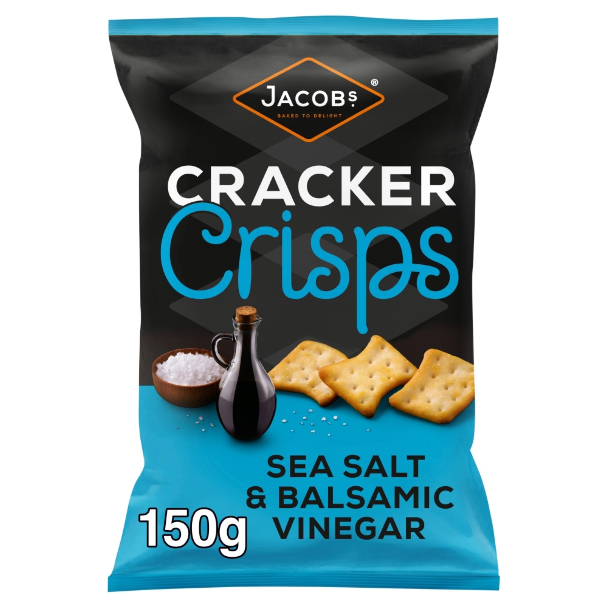 Jacob's Cracker Crisps mit Meersalz- und Balsamico-Essig-Geschmack, 150-g-Beutel zum Teilen