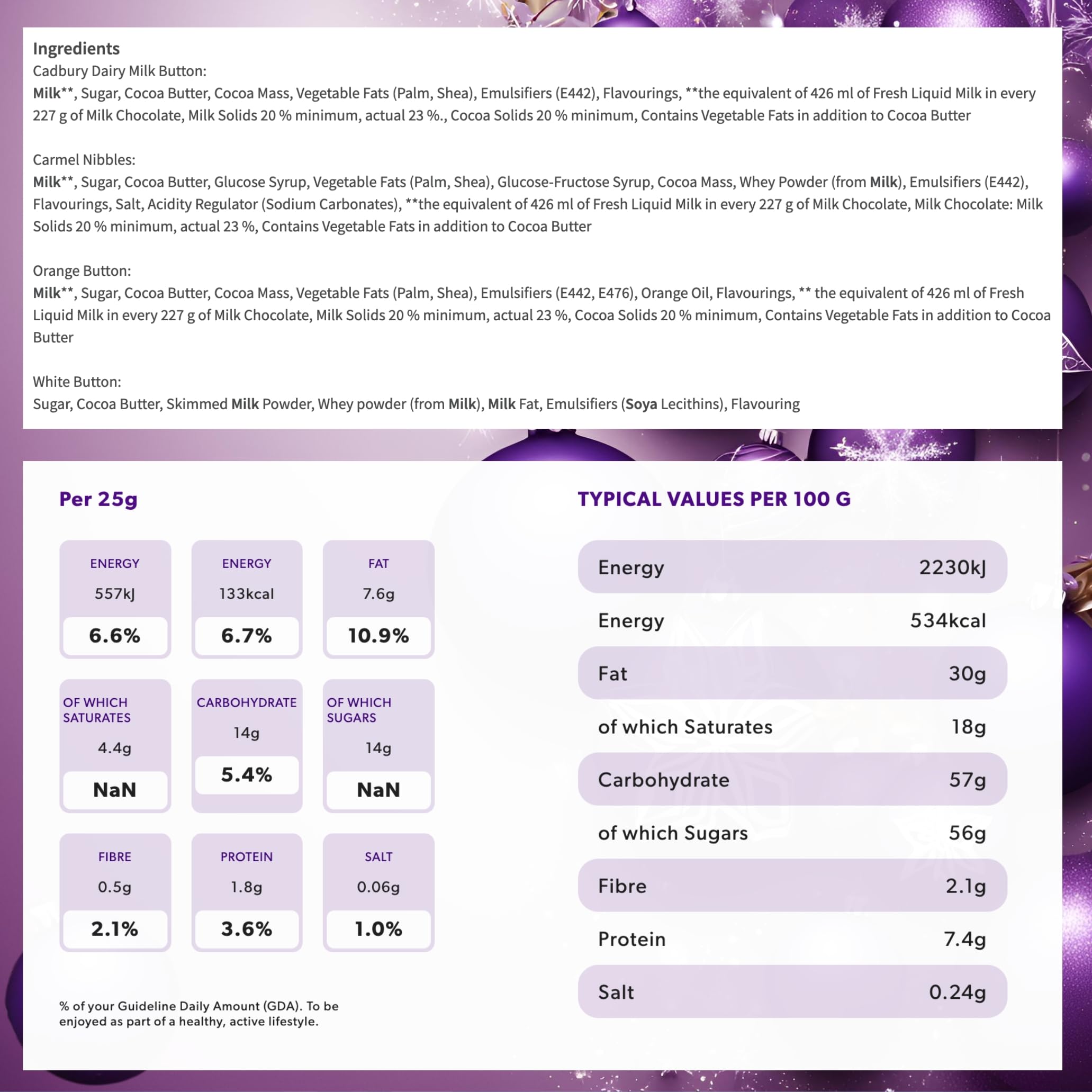 Cadbury Buttons Selection Box, Festive Chocolate Selection with Milk, Orange, and Caramel