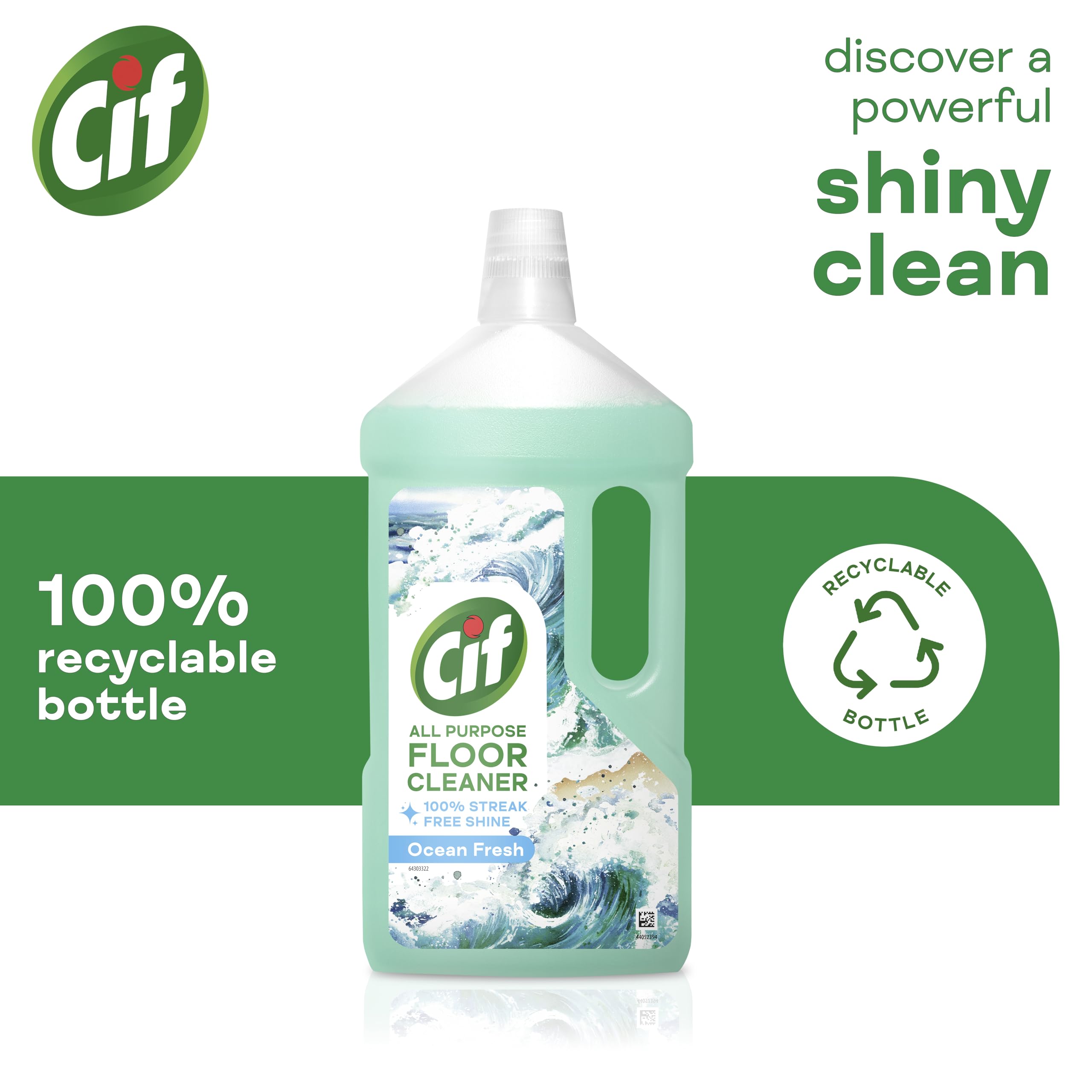 Cif Ocean Floor Cleaner - All-Purpose Floor Cleaning Solution for Linoleum, Vinyl, Ceramic Tiles