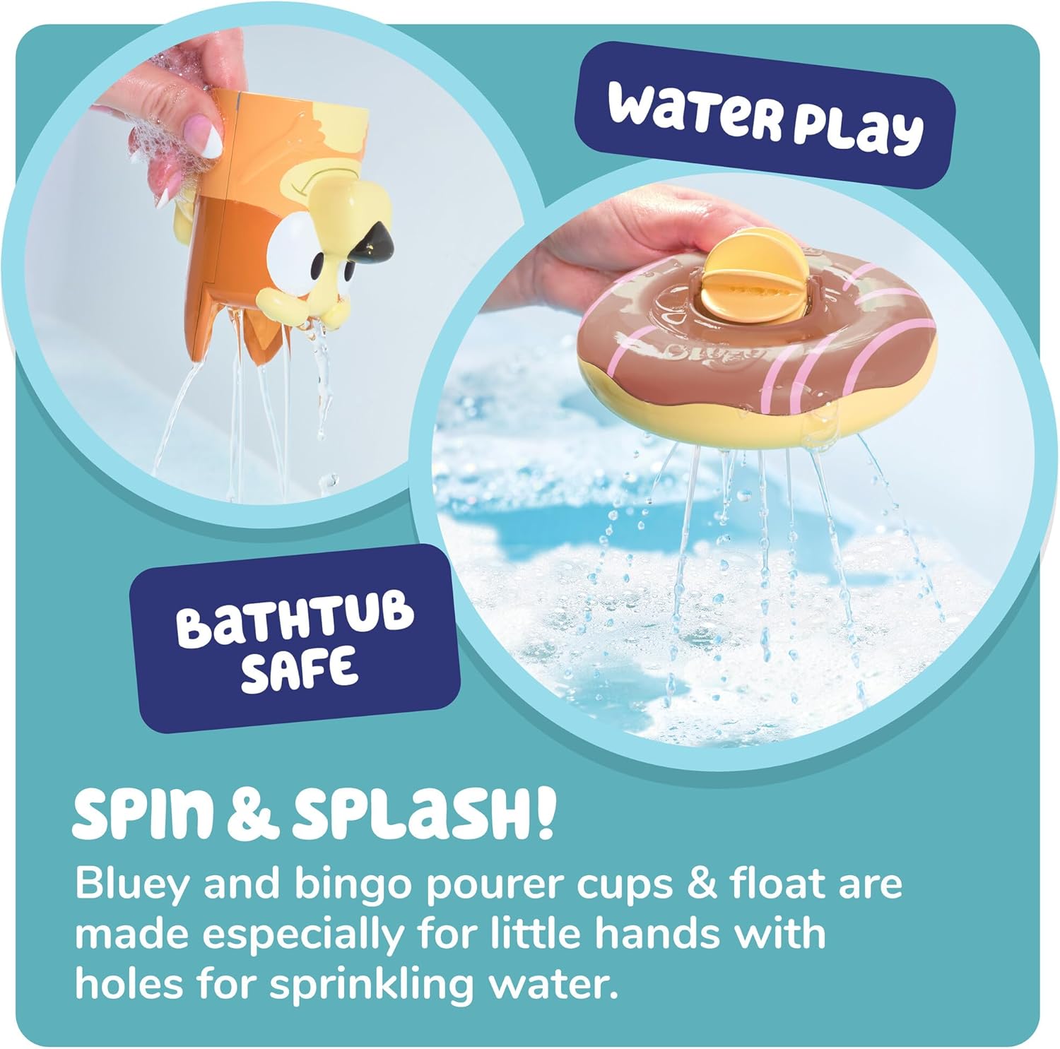 Toomies Bluey Bath Float 2 Pack - Pouring Cups with Water Wheels for Toddlers