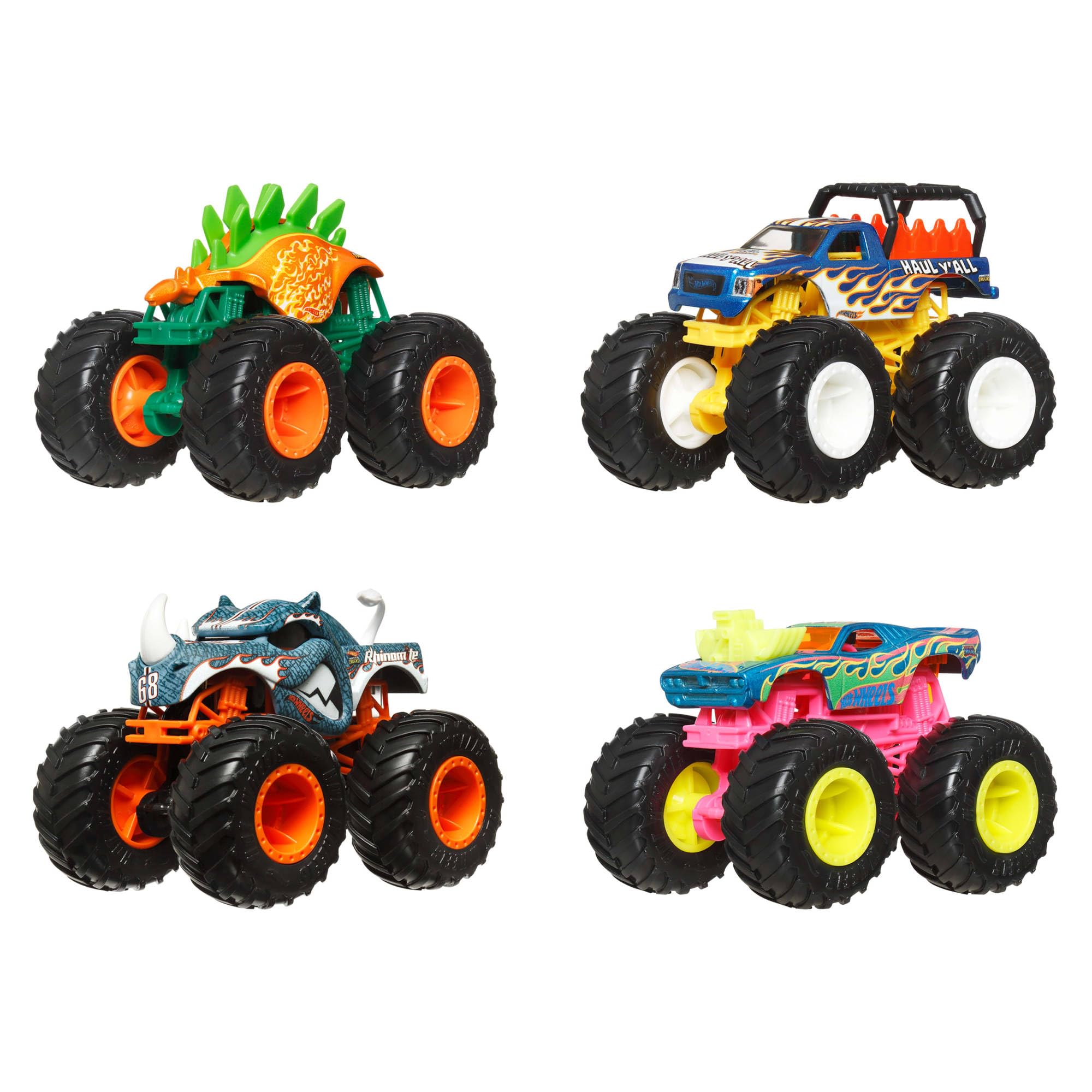 Hot Wheels Monster Trucks 4-Pack - 1:64 Scale Toy Trucks for Kids 3-6 Years