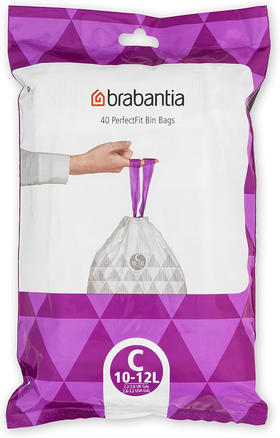 Brabantia PerfectFit Bin Bags - Code C, Extra Strong White Waste Bin Liners (Pack of 1)