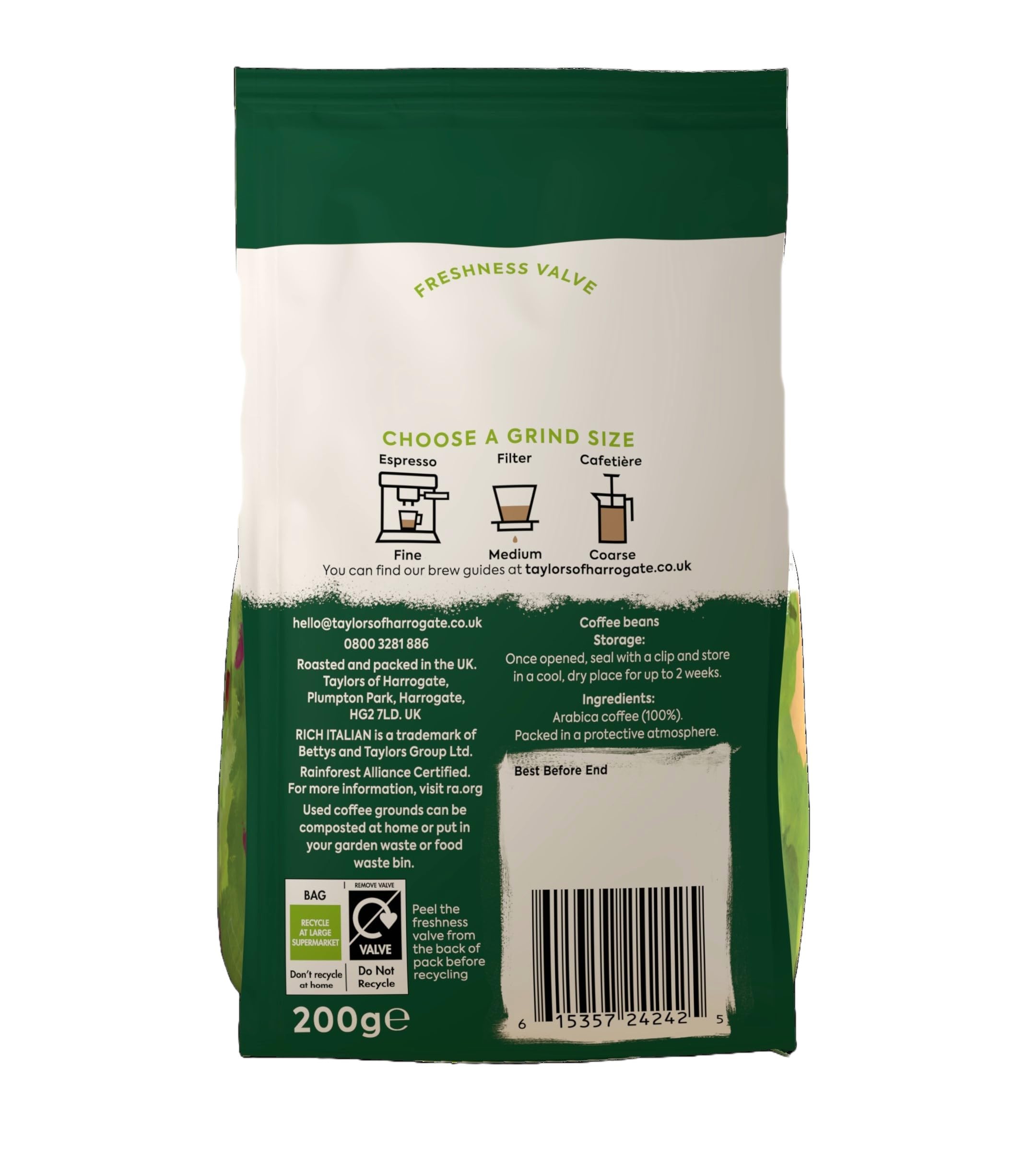 Taylors of Harrogate – Reichhaltige italienische Kaffeebohnen, 200 g